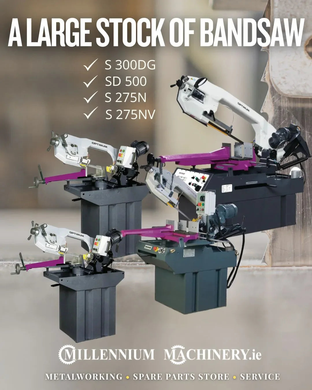 OPTIMUM Metal Cutting Bandsaws Now in Stock in Ireland