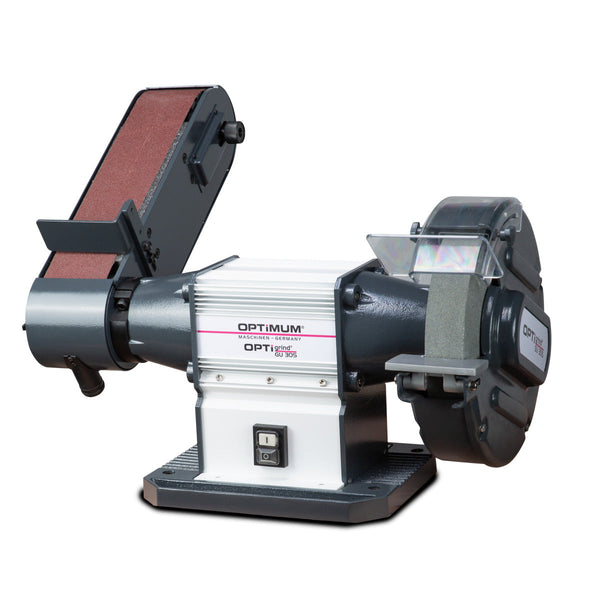 Optimum universal grinding machine with belt grinding attachment for metal finishing in Ireland
