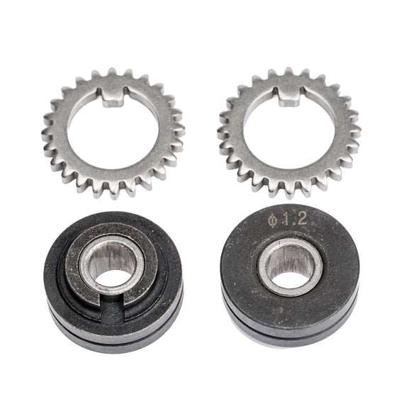 Feed roller pair with sprocket for solid wire 0.6 mm