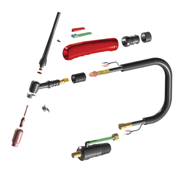 TIG welding torch, gas-cooled SSR 7-17DD 8m