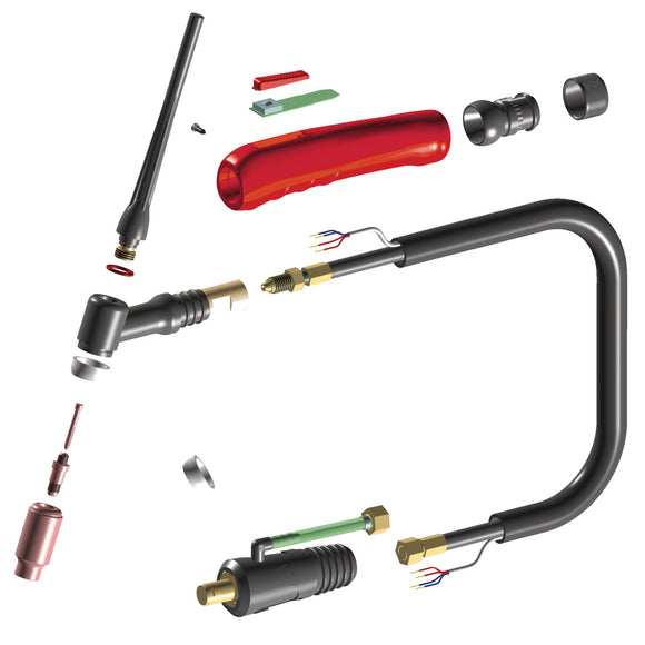 TIG welding torch, gas-cooled SSR 7-26DD 8m