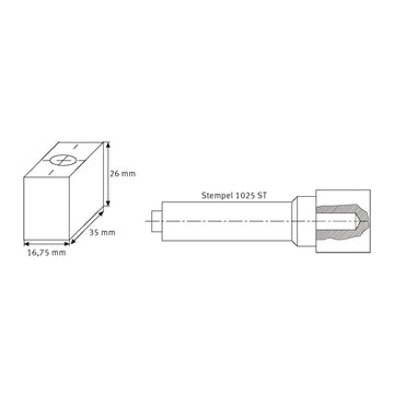 Replacement coal 90 °, drilled with M 10 thread for 1025 ST stamp