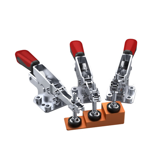 Vertical clamp with round adapter plate, closed Length 173 mm, clamping range 0 - 35 mm