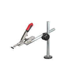 Horizontal clamp on tripod with clamping bolt for perforated plates Ø 16 mm