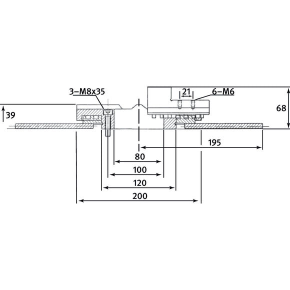Three-jaw chuck Clamping capacity 30 kg