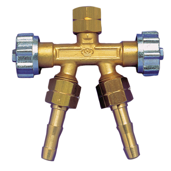 Double branch valve 1/4" right / oxygen/argon