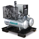 Stationary piston compressor with 2x 100 liter compressed air tanks, refrigerant dryer, fine filter, steam trap and conditioner AIRPROFI DUO 703 / 2x100 / 10 KK-3