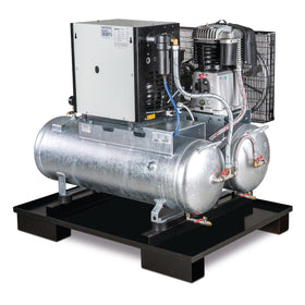 Stationary piston compressor with 2x 100 liter compressed air tanks and refrigeration dryer AIRPROFI DUO 703 / 2x100 / 10K