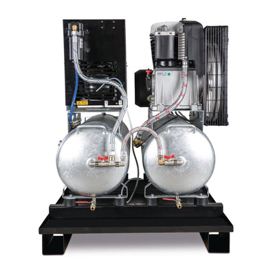 Stationary piston compressor with 2x 100 liter compressed air tanks and refrigeration dryer AIRPROFI DUO 703 / 2x100 / 10K - 0