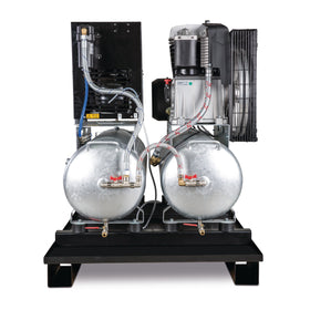 Stationary piston compressor with 2x 100 liter compressed air tanks and refrigeration dryer AIRPROFI DUO 853 / 2x100 / 10K - 0