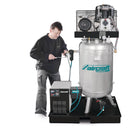 Stationary piston compressor with refrigerant dryer, fine filter, condensate conditioner for oil-water separation and automatic steam trap AIRPROFI 853/270/10 VKK-4