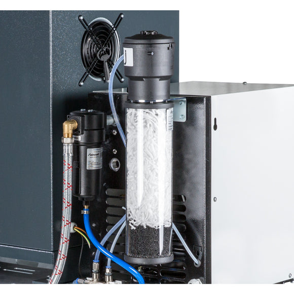 Compressed air central unit with 2x100 l container, refrigeration dryer, automatic steam trap, pre-filter and condensate conditioner for oil-water separation A-DUO-MICRO SE 4.0-10 2x100 KK