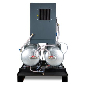 Compressed air central unit with 2x100 l container, refrigeration dryer, automatic steam trap, pre-filter and condensate conditioner for oil-water separation A-DUO-MICRO SE 4.0-08 2x100 KK - 0