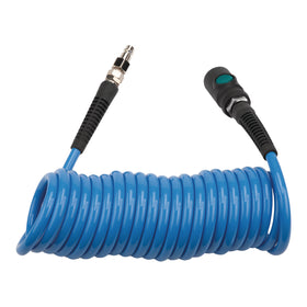 Spiral hose PU 6.5x10mm 5m with one-hand safety coupling