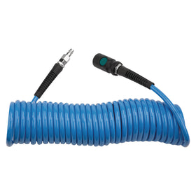 Spiral hose PU 6.5x10mm 7.5m with one-hand safety coupling