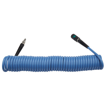 Spiral hose PU 8x12mm 10m with one-hand safety coupling