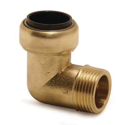 Angled screw-in connector 90° (brass) 28 mm OD / R1" OT