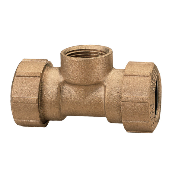 T-screw-on connector (brass) 2 x 63 mm AD, 1 x G2" IT