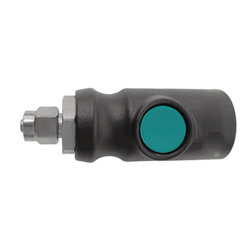One-hand safety quick coupling with lock nut for 5mm spiral hose