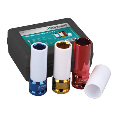 Impact wrench nuts set 1/2" long 3 pcs.