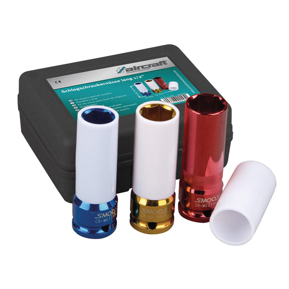 Impact wrench nuts set 1/2" long 3 pcs.