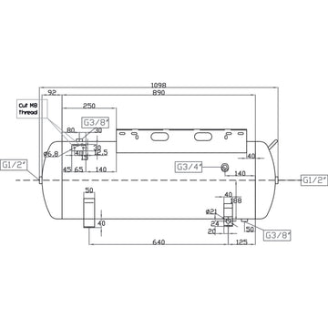 Compressed air tank M ACDB 100/10 H MK with console - 0
