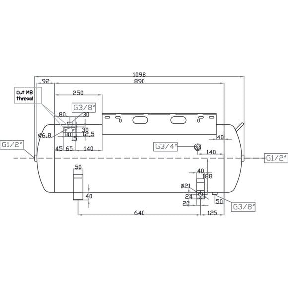 Compressed air tank M ACDB 100/10 H MK with console
