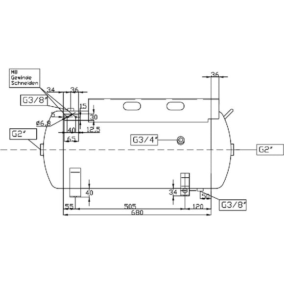 Compressed air tank ACDB 75/13 H MK with console