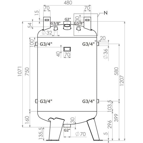 Compressed air tank AC DB 270/10 V galvanized