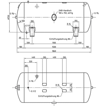 Compressed air tank DB VZ 750/11 H - 0