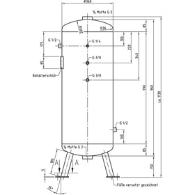 Compressed air tank DB VZ 90/16 V - 0