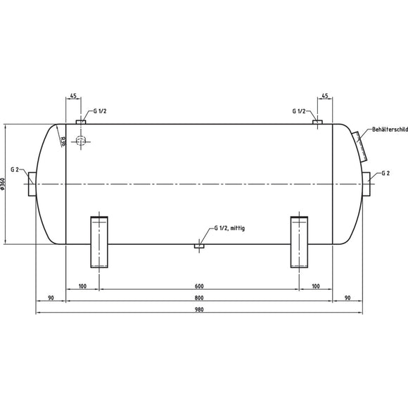 Compressed air tank DB VZ 90/16 H
