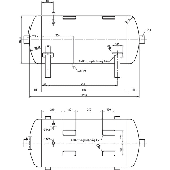 Compressed air tank DB VZ 150/16 H