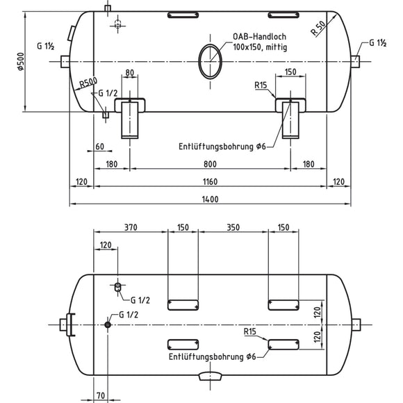 Compressed air tank DB VZ 250/16 H