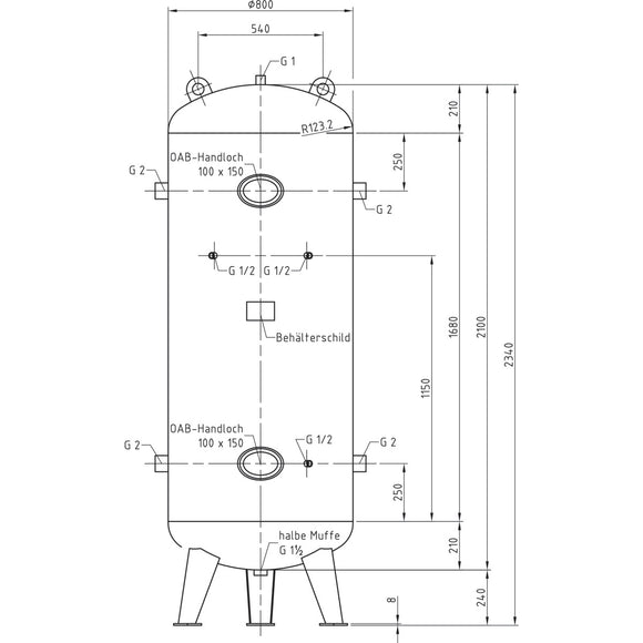 Compressed air tank DB VZ 1000/16 V