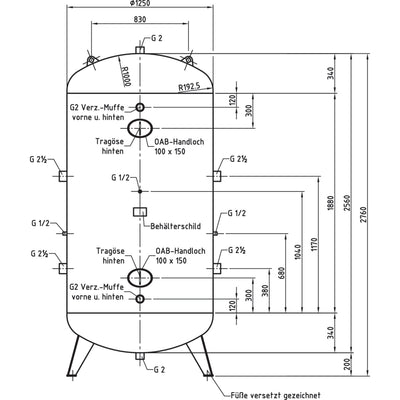 Compressed air tank DB VZ 3000/16 V - 0