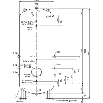 Compressed air tank DB VZ 5000/16 V - 0