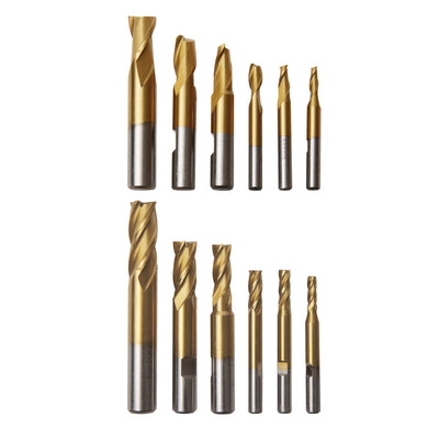 End mill set HSS, 12-piece