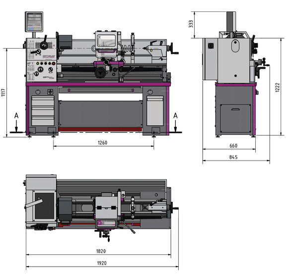 Optimum OPTIturn TH 4010D centre lathe with DPA 31 Plus