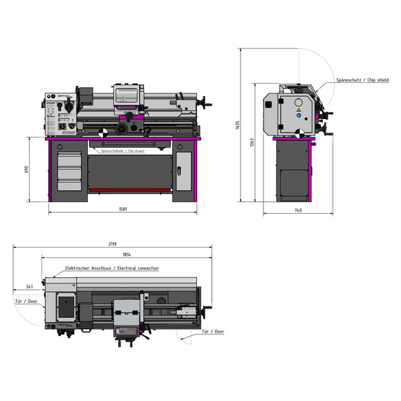 Guide and traction spindle lathes OPTIturn TM 3310D
