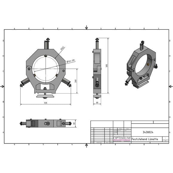 Fixed bezel passage 160 - 285 mm for TX 5216