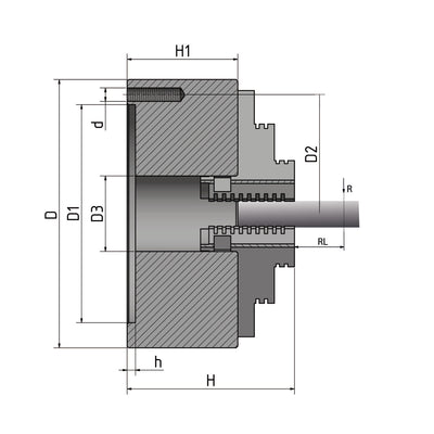 Four-jaw lathe chuck, individually clamping Ø 80 mm - 0