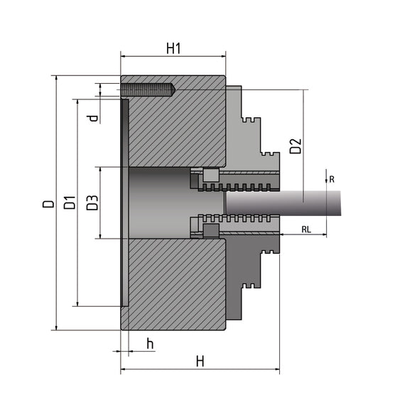 Four-jaw lathe chuck, concentric clamping Ø 100 mm