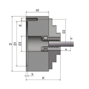 Four-jaw lathe chuck, concentric clamping Ø 125 mm - 0