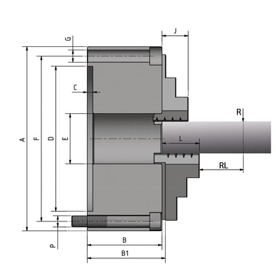 Four-jaw lathe chuck cast BISON Ø 250 mm DIN 6350 A2-5 - 0