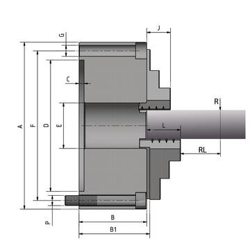 Four-jaw lathe chuck cast BISON Ø 160 mm DIN 6350 A2-4 - 0