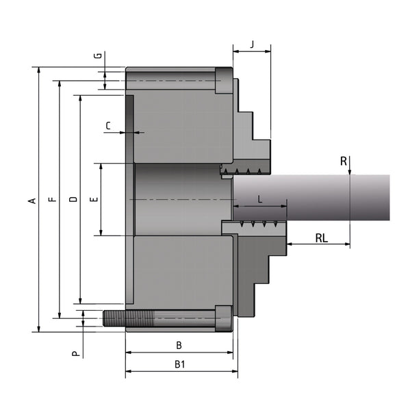 Four-jaw lathe chuck cast BISON Ø 160 mm DIN 6350 A2-4
