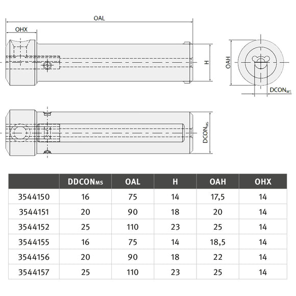 Drill steel Holder 25 mm - mount 4 mm