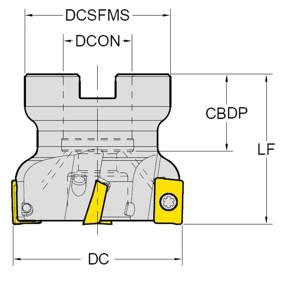 Indexable insert milling cutter 80 mm- F90-APKT16-D80Z7S27