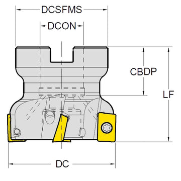 Indexable insert milling cutter 50 mm- F90-APKT16-D50Z5S22